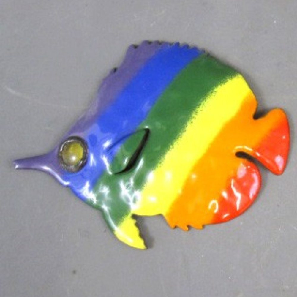 Colorful Fish Metal Wall Art 7" x 6" Hand-made